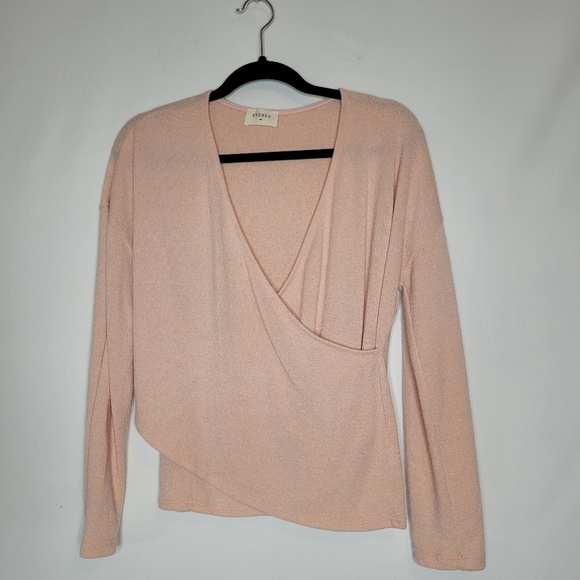 Everly Pink Crossover Long Sleeve Top - Picture 2 of 11